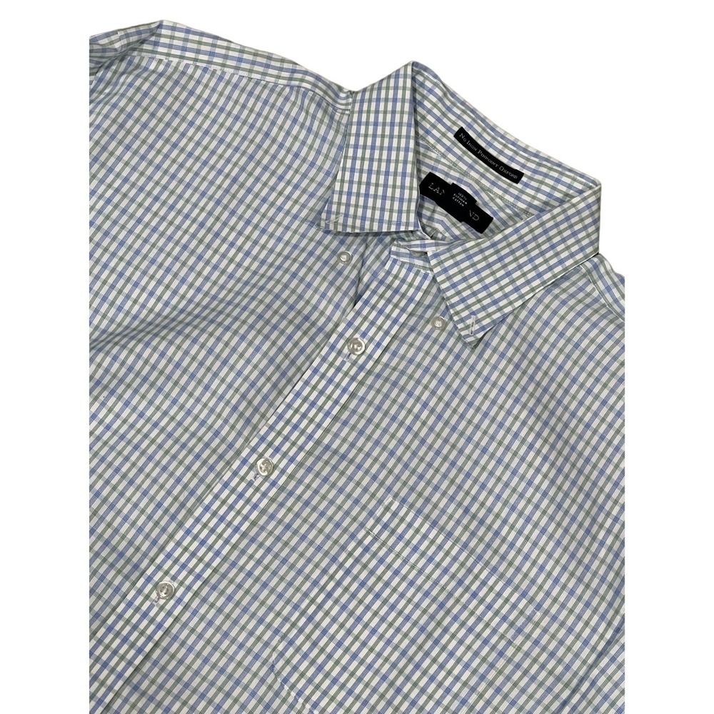 Lands End Plaid Buttondown, Blue/Green 17 34/35, #637-I